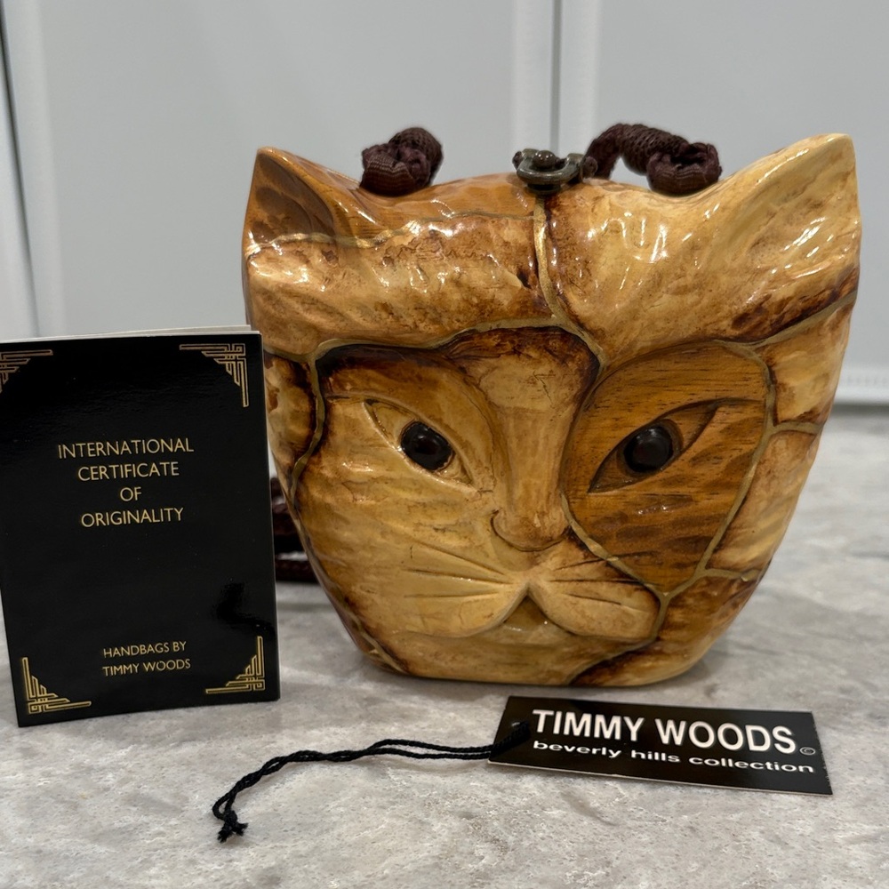 Timmy Woods Cat Face Handbag - Tan and Brown